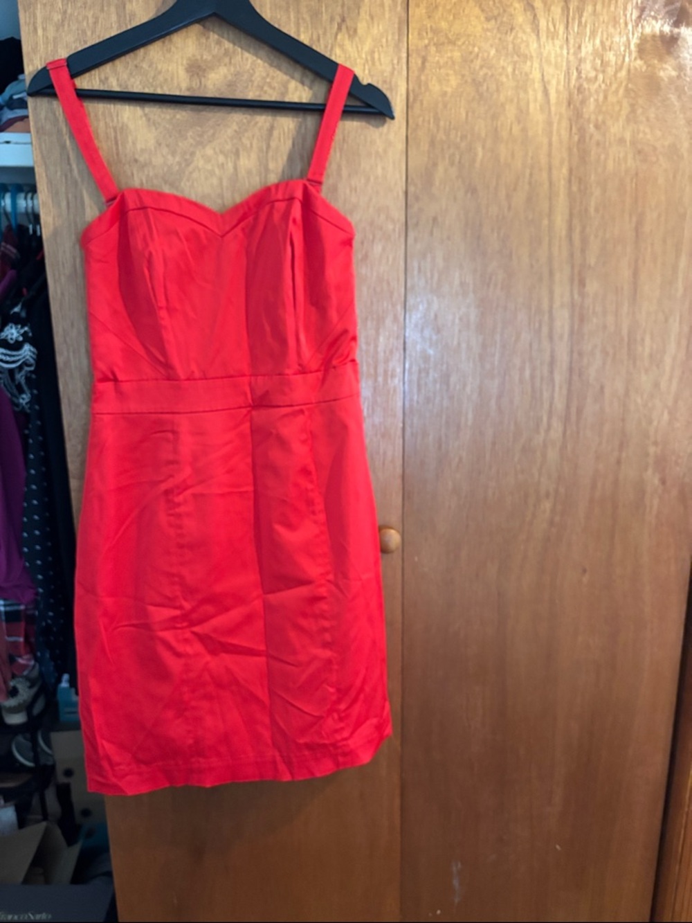 H&M Red Strap Mini Dress with Sweetheart Neck